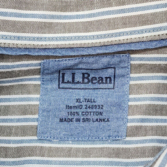 LL Bean Men's Button Down Shirt Blue Striped Sz Extra Large Tall XL-T - Picture 5 of 5